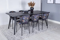Spisegruppe Sleek & Vault 195 x 95 + spisestoler 2-pakk – svart