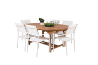 Spisestol Santorini & Kenya 2-pakk + Spisebord ovalt 180 x 120 – hvit og natur