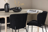 Spisegruppe oval 180 x 90 + spisestol 2-pakk – hvitvasket og svart