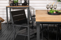 Spisestol Levels & Mexico 2-pakk – svart + Rektangulært spisebord 180 x 90 – natur
