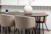 Spisegruppe oval 220 x 100 – beige og mokka