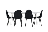 Spisestol Polar & Silar 2-pakk + Rektangulært spisebord 180 x 90 – svart og hvit