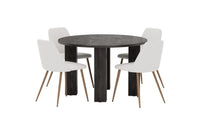 Spisestol Night & Juno 2-pakk – beige + Spisebord rundt ⌀120 – svart