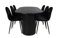 Spisegruppe Bianca & Polar oval 200 x 90 + spisestol 2-pakk – svart