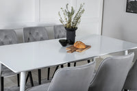 Spisebord Polar & Velvet Deluxe 180 x 90 + spisestol 2-pakk – hvit og lys grå