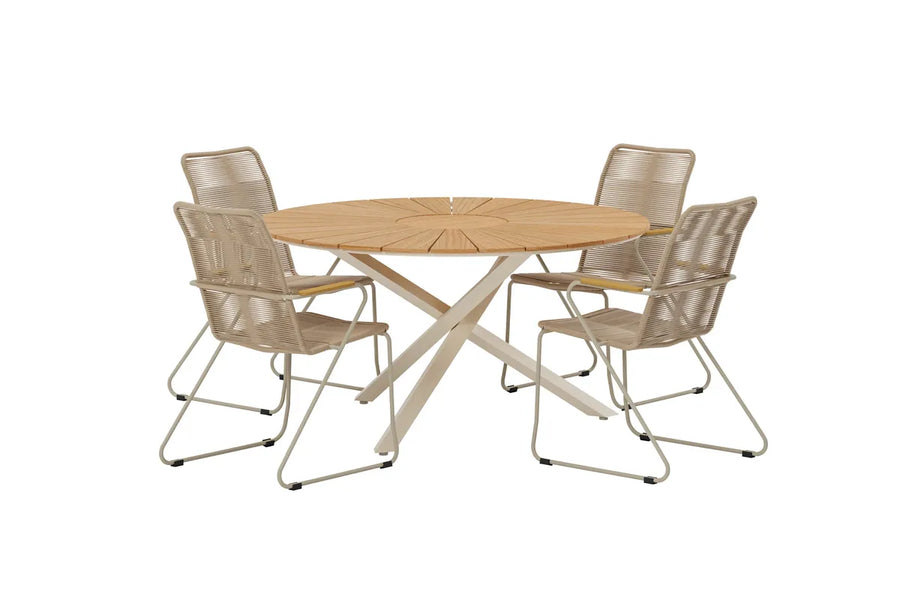 Spisebord rundt Ø140 – natur og beige