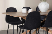 Spisestol Polar & Piazza 2-pakk + Rektangulært spisebord 180 x 90 – svart og mocca