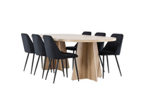 Spisestol Night & Bootcut 2-pakk – svart + Spisebord ovalt 230 x 115 – natur