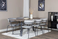 Spisestol Arrow & Marina 2-pakk + Spisebord rektangulært 180 x 90 – grå og natur