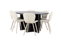 Spisegruppe Strada & Lilja ⌀120 2-pakk – svart og beige