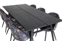 Spisegruppe Sleek & Velvet 195 x 95 + 2-pakk spisestol – svart