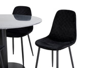 Spisegruppe Polar & Estelle 2-pakk + Rundt ⌀106 – svart og mørkegrå