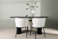 Spisegruppe Edina & Isolde 2-pakk + Ovalt 180 x 90 – hvit og svart