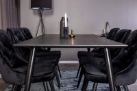Spisegruppe Dipp & Velvet Deluxe 180 x 90 med 2-pakk spisestoler – svart