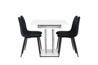 Spisestol Polar & Disa 2-pakk – svart + Spisebord rektangulært 120 x 80 – hvit