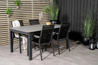 Spisegruppe Levels & Parma rektangulær 160 x 100 + spisestoler 2-pakk – svart
