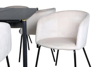 Spisestol Berit & Pelle + rektangulært spisebord 190 x 90 – beige og svart