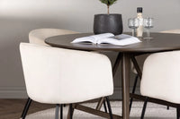 Spisegruppe Berit & Kaseidon + Rundt ⌀100 – beige og mørkebrun