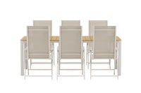 Rektangulært spisebord Etna & Levanzo 210 x 90 + posisjonsstol 2-pakk – beige