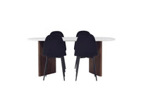 Spisestol Polar & Grönvik 2-pakk + Spisebord ovalt 180 x 90 – svart og lys grå