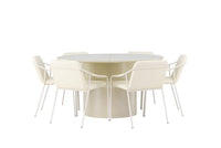 Spisestol Tvist & Sandvik 2-pakk + spisebord ⌀140 Ø140 – beige