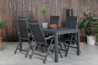 Posisjonsstol Albany & Marbella 2-pakk + Rektangulært spisebord 160 x 100 – svart