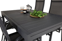 Relaxstol Copacabana & Marbella 2-pakk + Spisebord rektangulært 160 x 100 – svart