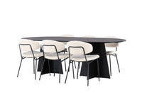 Spisegruppe Bootcut & Chico Oval 230 x 115 + spisestol 2-pakk – svart og hvit