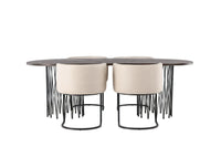 Spisegruppe oval 220 x 100 – mokka og beige