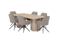 Spisestol Manchi & Olivia 2-pakk – brun + Spisebord rektangulært 210 x 100 – whitewash