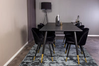 Spisegruppe Dipp & Velvet 180 x 90 + 2-pakk spisestol – svart