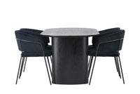 Spisestol Selma & Isolde 2-pakk + Spisebord ovalt 180 x 90 – svart