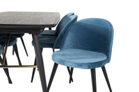 Spisegruppe Gold & Velvet 180 x 85 2-pakk – svart og blå