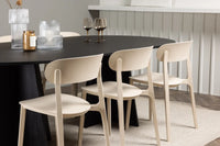 Spisebord ovalt 230 x 115 – svart + spisestol 2-pakk – beige