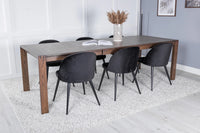 Spisegruppe Slider & Velvet rektangulær 170 x 95 2-pakk – natur og svart