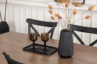 Spisestol Crosett & Tempe 2-pakk + Spisebord rektangulært 140 x 80 – svart og valnøtt