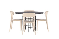 Spisestol Åstol & Copenhagen 2-pakk + Rundt spisebord ⌀115 – beige og svart