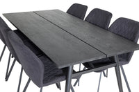 Spisebord Sleek & Gemma 195 x 95 + spisestol 2-pakk – svart