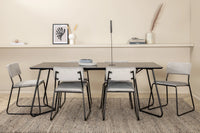 Spisestol Kenth & Petra 2-pakk + Rektangulært spisebord 190 x 90 – grå og svart