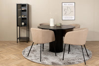Spisegruppe rund ⌀110 – beige og svart
