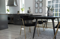Spisestol Arrow & Gold 2-pakk + Spisebord rektangulært 180 x 85 – svart