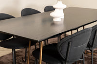 Spisestol Vault & Petra 2-pakk + Rektangulært spisebord 190 x 90 – svart