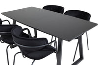 Spisestol Arrow & Inca 2-pakk + rektangulært spisebord 160 x 85 – svart