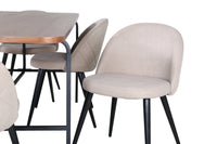 Spisegruppe Uno & Velvet rektangulært 200 x 90 + spisestol 2-pakk – natur og beige