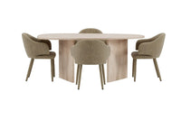 Spisestol Evelin & Grönvik 2-pakk + Spisebord ovalt 180 x 90 – beige og natur