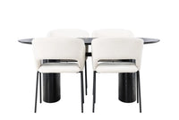 Spisegruppe oval 2-pakk 180 x 90 – offwhite og svart
