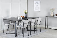 Spisestol Vault & Marina 2-pakk + rektangulært spisebord 180 x 90 – grå og svart