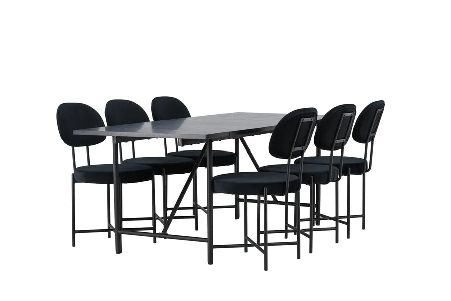 Spisegruppe Stella & Astrid 2-pakk 200 x 90 – svart