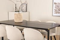 Spisegruppe Pelle & Velvet 190 x 90 + spisestol 2-pakk – svart og krem