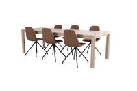 Spisebord Slider & Polar 170 x 95 + spisestol 2-pakk – hvitvasket og brun
